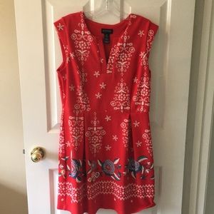 Red teal and white summer dress